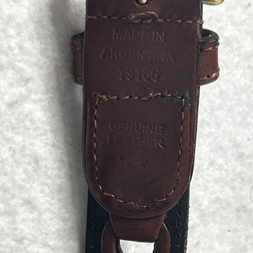 Leather Braided Belt Men’s 44 Brown And Black Brass Buckle Vintage Argentina